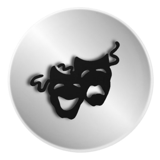 Comedy Tragedie Silver Theater Maskers Keramische Knop (Voorkant)