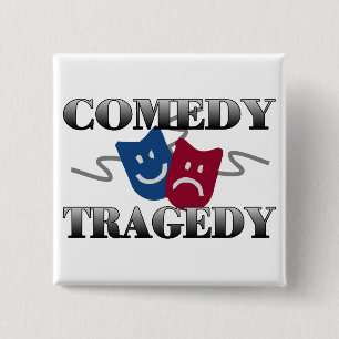 Comedy Tragedie Vierkante Button 5,1 Cm