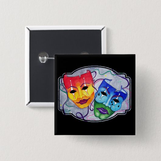 Comedy & tragedie vierkante button 5,1 cm (Voorkant /achterkant)