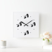 Comedy Tragedy Black and White Theatre Mask Squar Vierkante Klok (Huis)