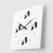 Comedy Tragedy Black and White Theatre Mask Squar Vierkante Klok (Hoek)