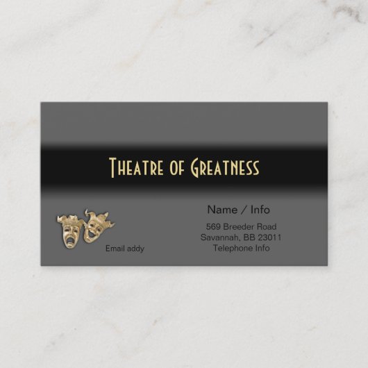 Comedy Tragedy Greek Masks Theater Business Card Visitekaartje (Voorkant)
