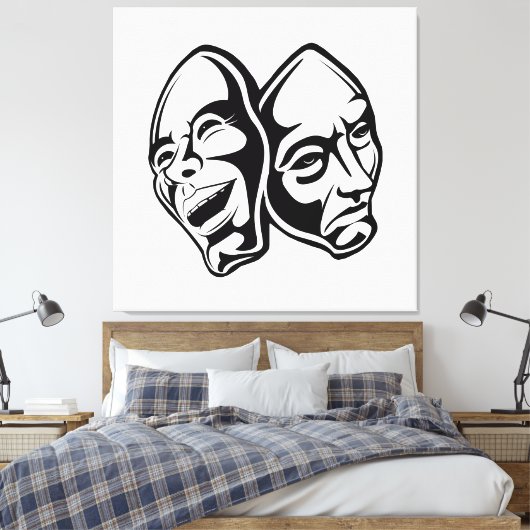 Comedy Tragedy masks masquerade still life art  Canvas Afdruk (Insitu (Slaapkamer))