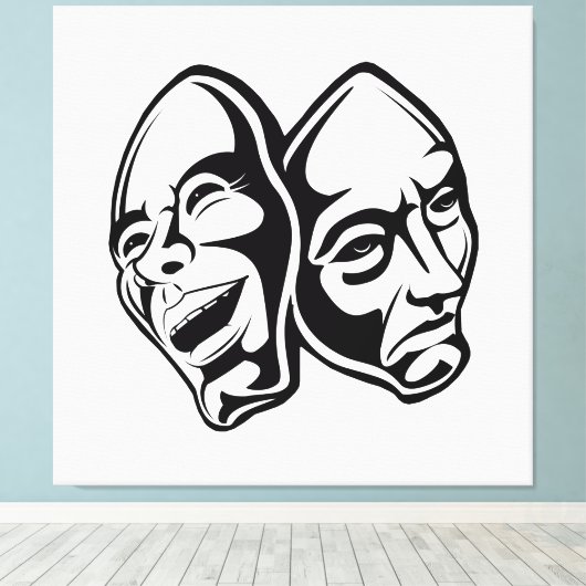 Comedy Tragedy masks masquerade still life art  Canvas Afdruk (Insitu (Houten vloer))