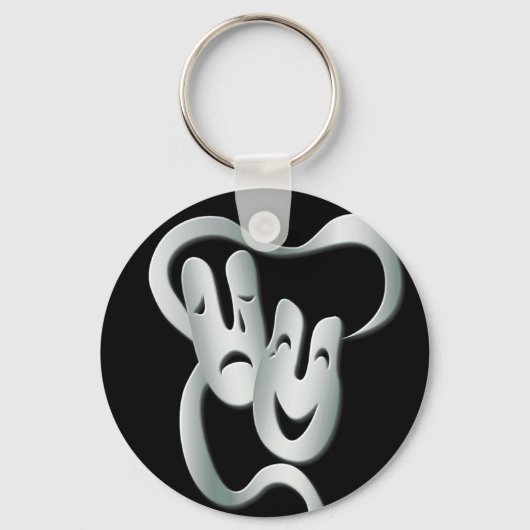Comedy tragisch theater mask Black White Basic Sleutelhanger (Voorkant)