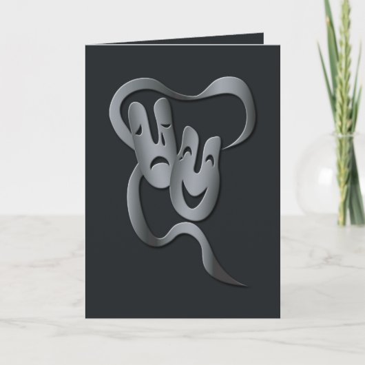 Comedy tragisch theater maskergrijs/zwarte groet kaart (Voorkant)