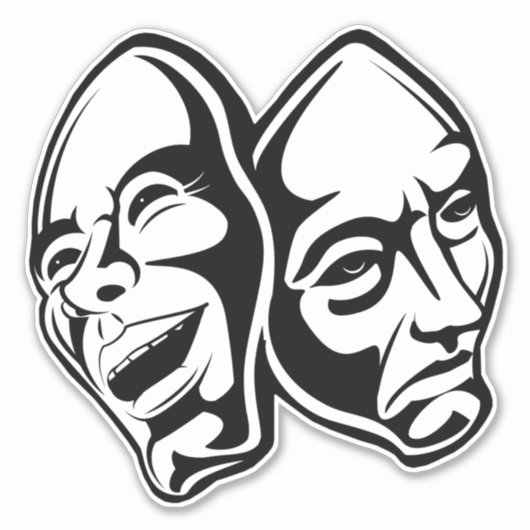 Comedy tragisch theater maskert nog leven sticker (Voorkant)
