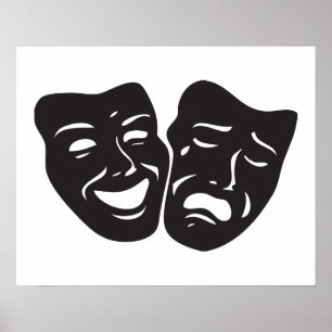 Comedy tragische drama-theatermaskers poster
