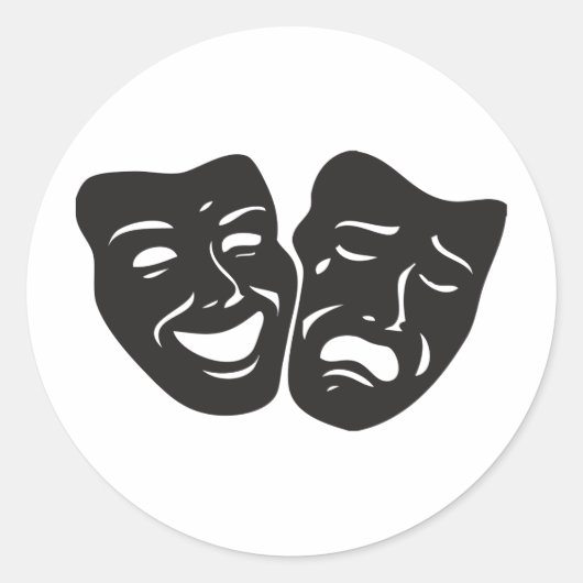 Comedy tragische drama-theatermaskers ronde sticker (Voorkant)