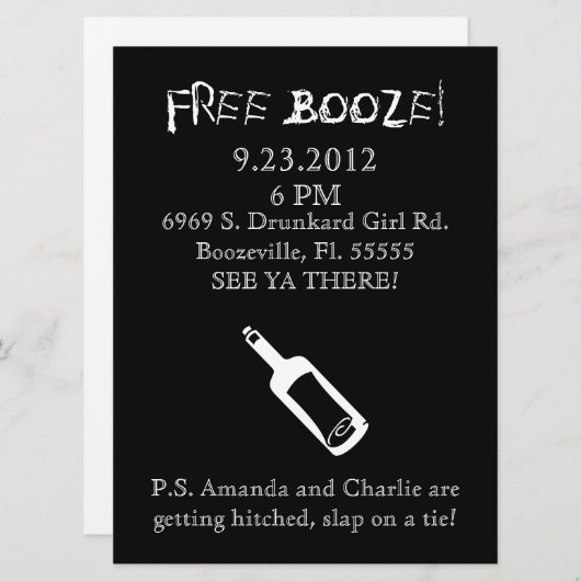 Comedy Wedding Invitation, Humor Kaart (Voorkant / Achterkant)