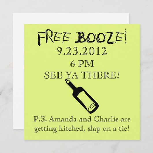 Comedy Wedding Invitation, Humor Kaart (Voorkant / Achterkant)