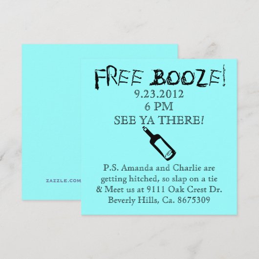 Comedy Wedding Invitation, Humor Kaart (Voorkant / Achterkant)