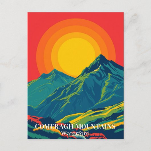 Comeragh Mountains Ireland Retro Travel Briefkaart (Voorkant)