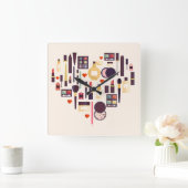 Comestics Heart Vierkante Klok (Huis)