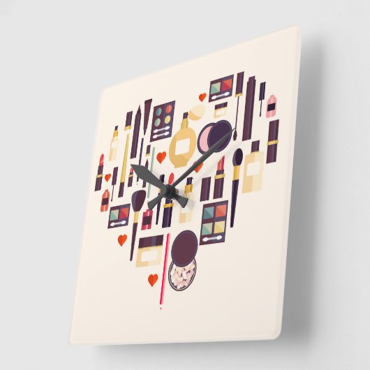 Comestics Heart Vierkante Klok (Hoek)