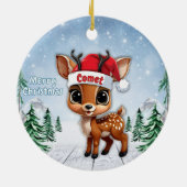 Comet Baby Deer, Fawn, Doe, Reindeer 🦌🎄 Keramisch Ornament (Achterkant)