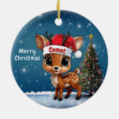 Comet Baby Deer, Fawn, Doe, Reindeer🦌 🎄 Keramisch Ornament (Achterkant)