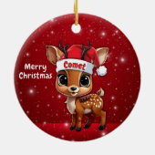Comet Baby Deer, Fawn, Doe, Reindeer🦌 🎄 Keramisch Ornament (Achterkant)