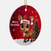 Comet Baby Deer, Fawn, Doe, Reindeer🦌 🎄 Keramisch Ornament (Rechts)