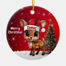 Comet Baby Deer, Fawn, Doe, Reindeer🦌 🎄 Keramisch Ornament