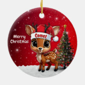 Comet Baby Deer, Fawn, Doe, Reindeer🦌 🎄 Keramisch Ornament (Achterkant)