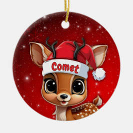 Comet Baby Deer, Fawn, Doe, Reindeer🦌 🎄 Keramisch Ornament