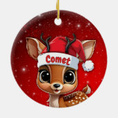 Comet Baby Deer, Fawn, Doe, Reindeer🦌 🎄 Keramisch Ornament (Achterkant)