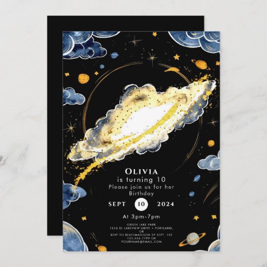 Comet bewerkbare ruimte verjaardag kaart (Voorkant / Achterkant)