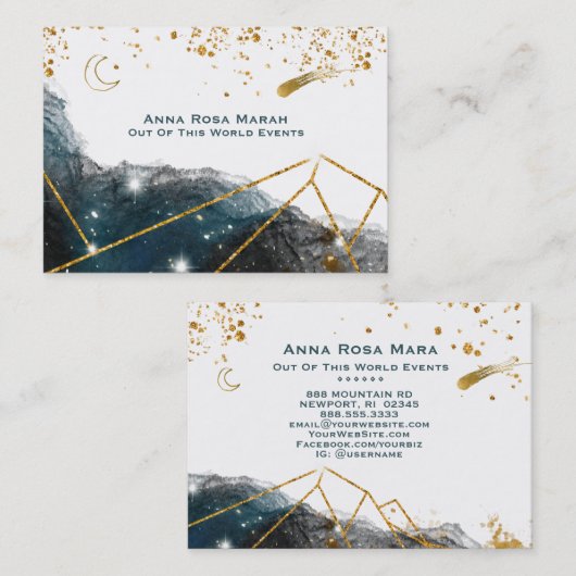 *~* Comet Lunar Sacred Geometry Moon Glitter Visitekaartje (Voorkant / Achterkant)