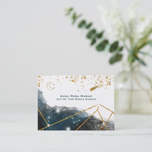 *~* Comet Lunar Sacred Geometry Moon Glitter Visitekaartje (Staand voorkant)