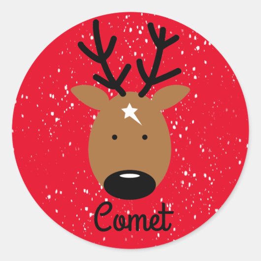 Comet Reindeer Classic Round Sticker (Voorkant)