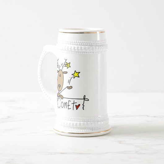 Comet Reindeer Kerstoverhemden en cadeautjes Bierpul (Voorkant links)
