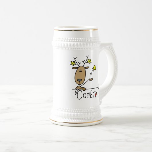 Comet Reindeer Kerstoverhemden en cadeautjes Bierpul (Voorkant rechts)
