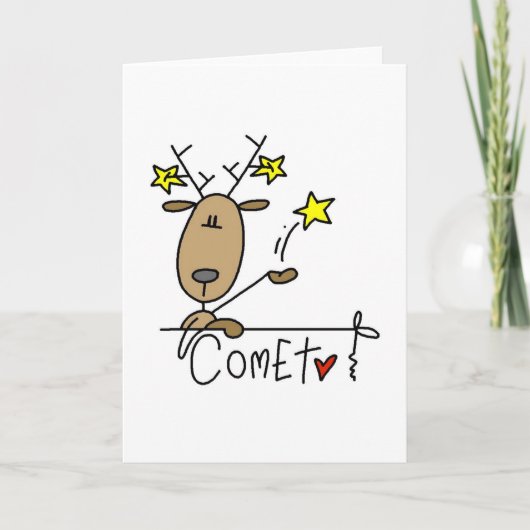 Comet Reindeer Kerstoverhemden en cadeautjes Feestdagen Kaart (Voorkant)