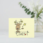 Comet Reindeer Kerstoverhemden en cadeautjes Feestdagenkaart (Staand voorkant)