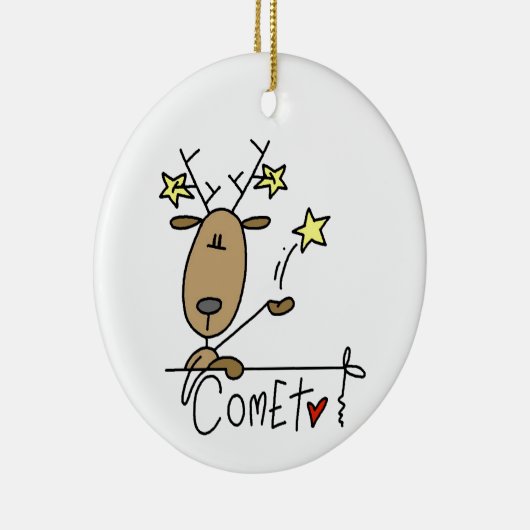 Comet Reindeer Kerstoverhemden en cadeautjes Keramisch Ornament (Rechts)