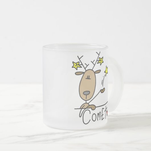 Comet Reindeer Kerstoverhemden en cadeautjes Matglas Koffiemok (Voorkant rechts)