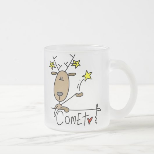 Comet Reindeer Kerstoverhemden en cadeautjes Matglas Koffiemok (Rechts)