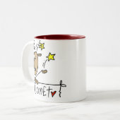 Comet Reindeer Kerstoverhemden en cadeautjes Tweekleurige Koffiemok (Voorkant links)