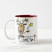 Comet Reindeer Kerstoverhemden en cadeautjes Tweekleurige Koffiemok (Links)