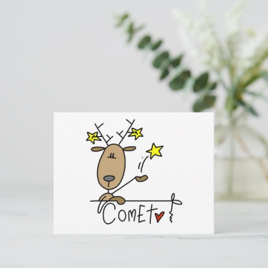 Comet Reindeer Tshirts en Gifts Briefkaart (Staand voorkant)