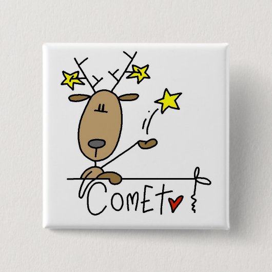 Comet Reindeer Tshirts en Gifts Vierkante Button 5,1 Cm (Voorkant)