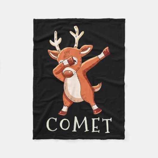 Comet Santas Reindeers Family Matching Outfit Chri Fleece Deken (Voorkant)