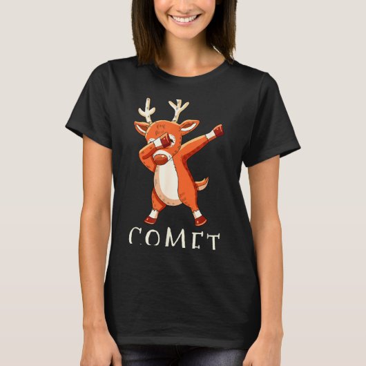 Comet Santas Reindeers Family Matching Outfit Chri T-shirt (Voorkant)