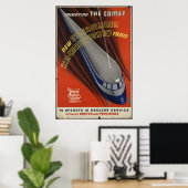 Comet Train Vintage Travel Poster en Retro Prints (Thuiskantoor)