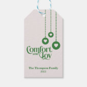 "Comfort and Joy" bord roze Cadeaulabel (Voorkant)