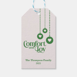 "Comfort and Joy" bord roze Cadeaulabel
