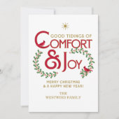 Comfort and Joy Merry Christmas Flat Holiday Kaart (Voorkant)
