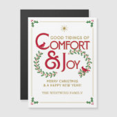 Comfort and Joy Merry Christmas Magnetische Kaart (Voorkant / Achterkant)
