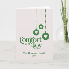 Comfort and Joy Roze Groene Kerst Kaart